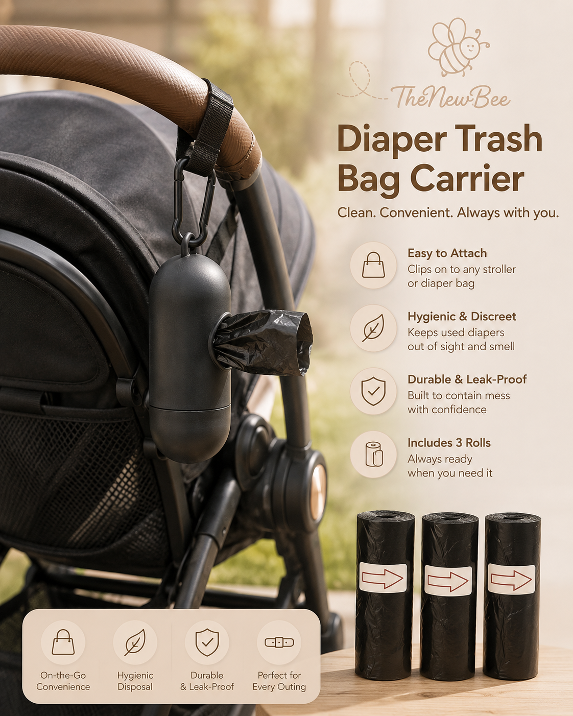 TheNewBee™ Disposable Diaper Bag with Case